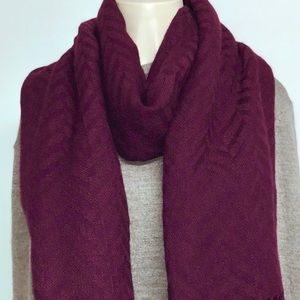 H&M Thick Maroon Scarf with ZigZag Pattern